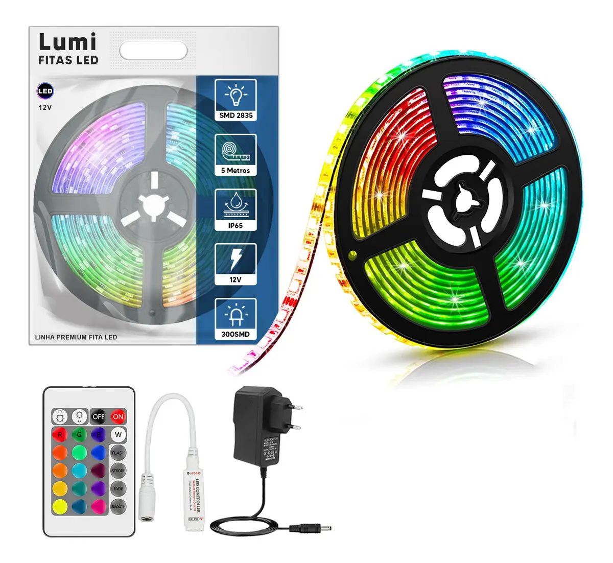 Fita LED RGB 5m com Controle Remoto por só R$ 27,90 — Decora qualquer ambiente