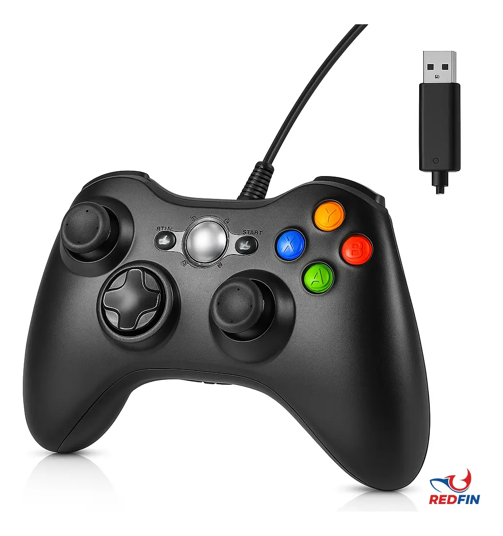 Oferta imperdível: Controle Para Xbox 360 Com Fio e PC Preto Vibracão com frete grátis