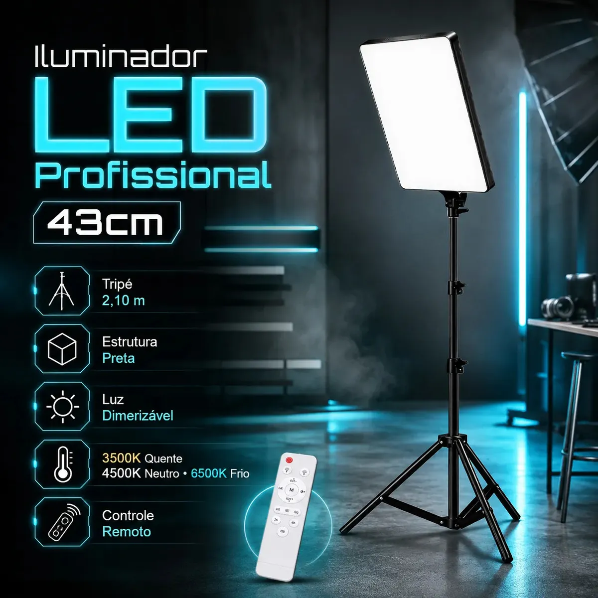 Oferta imperdível: Iluminador Profissional Quadrado Lumi Para Fotos com frete grátis