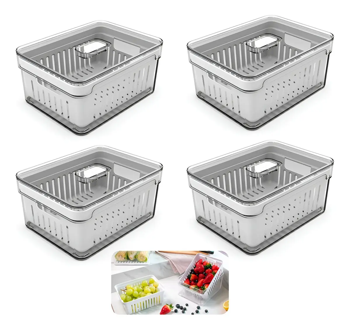 Oferta imperdível: Kit 4 Organizadores Geladeira Clicando e Comprando com frete grátis