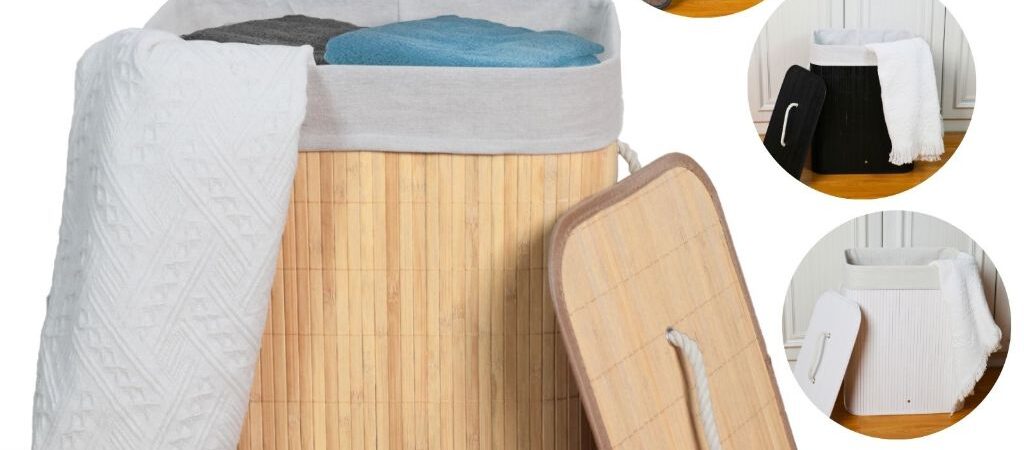 Oferta imperdível: Cesto de Roupa Suja Bambu Com Tampa e Alças 50 com frete grátis